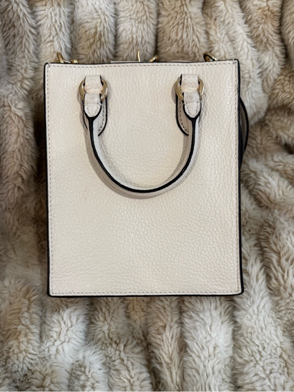 Coach North South Cream Pebbled Leather Mini Tote - Picture 3 of 8